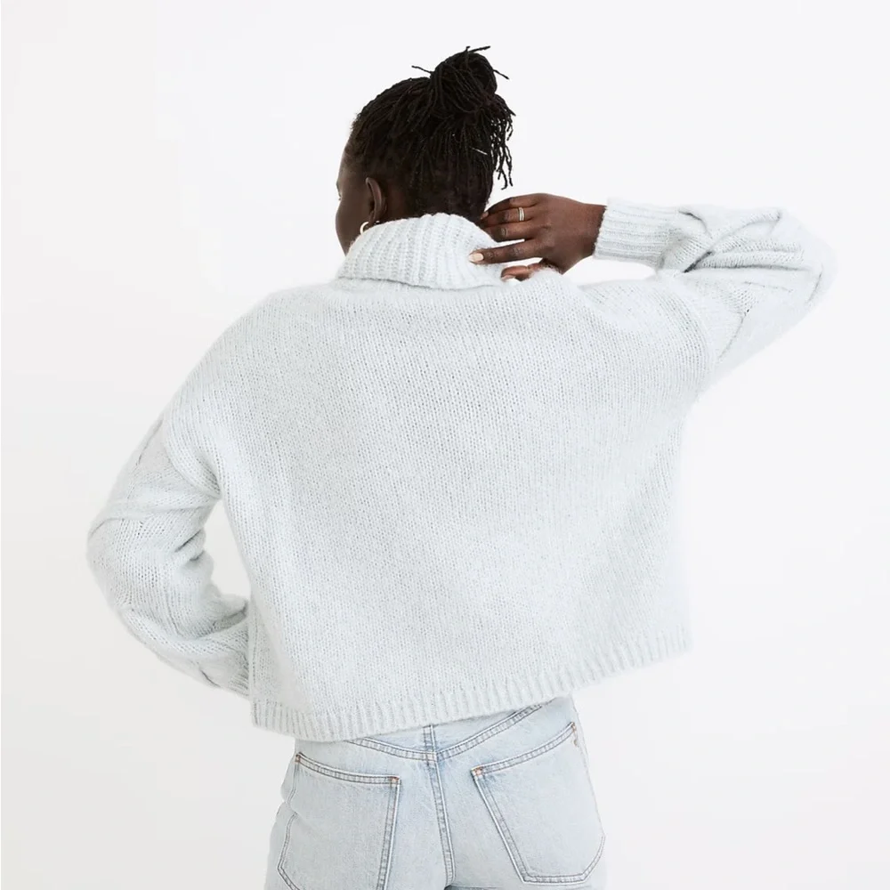 Madewell NWOT Somervell Modern Cable Turtleneck Sweater in Heather Iceberg Blue - Picture 4 of 8